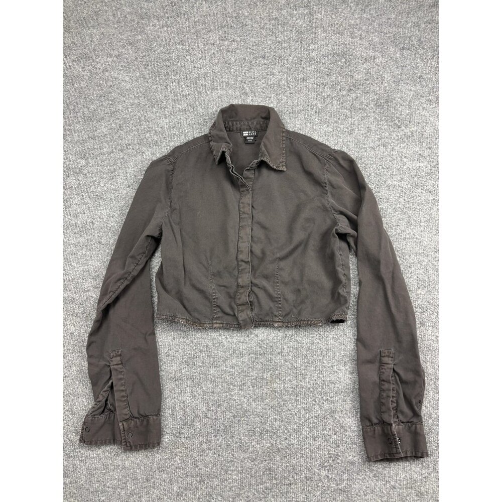 Billabong Jacket Womens Small Brown Cropped Button Front Long Sleeve Casual